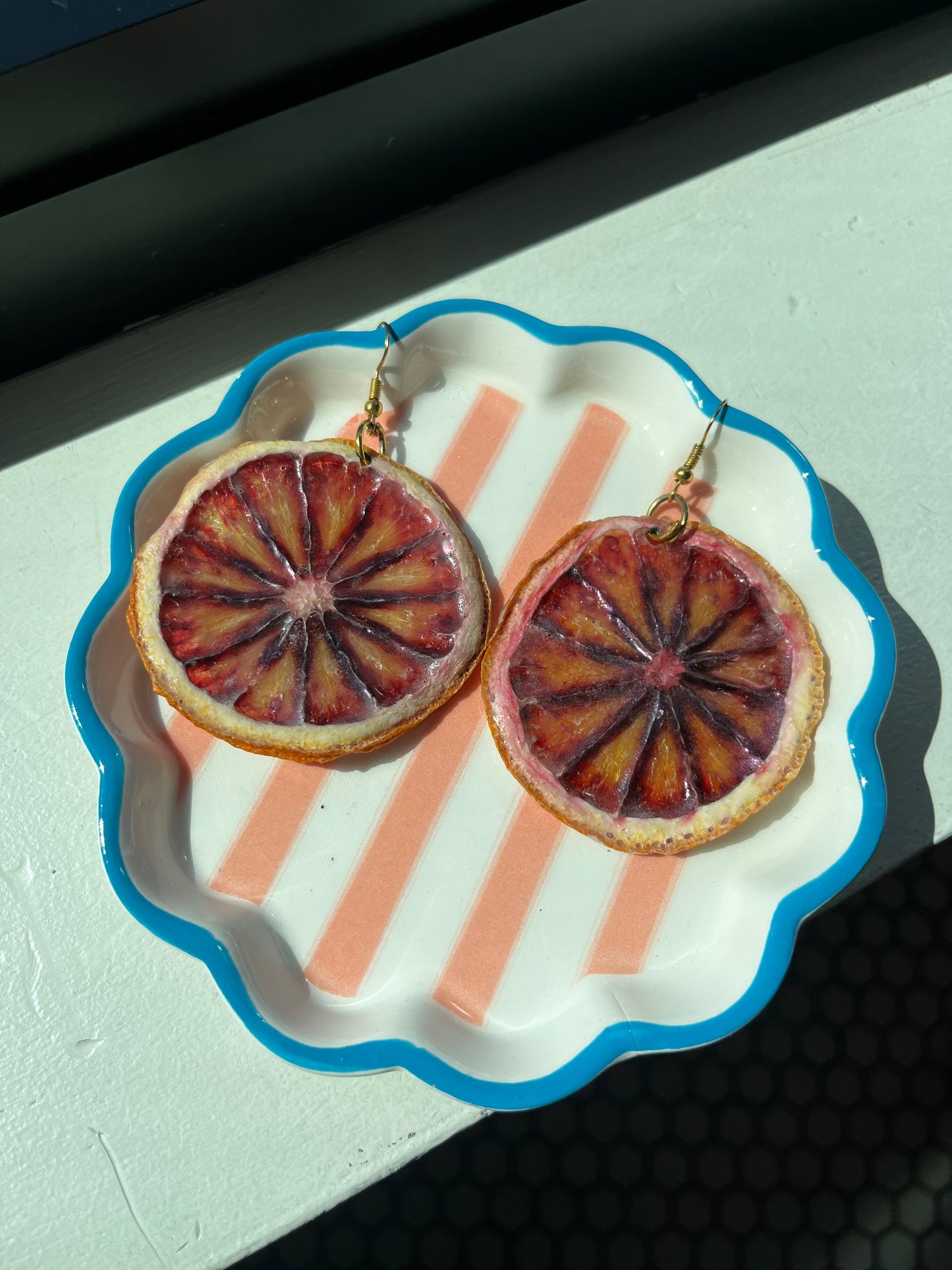 Real Blood Orange Slice Earrings
