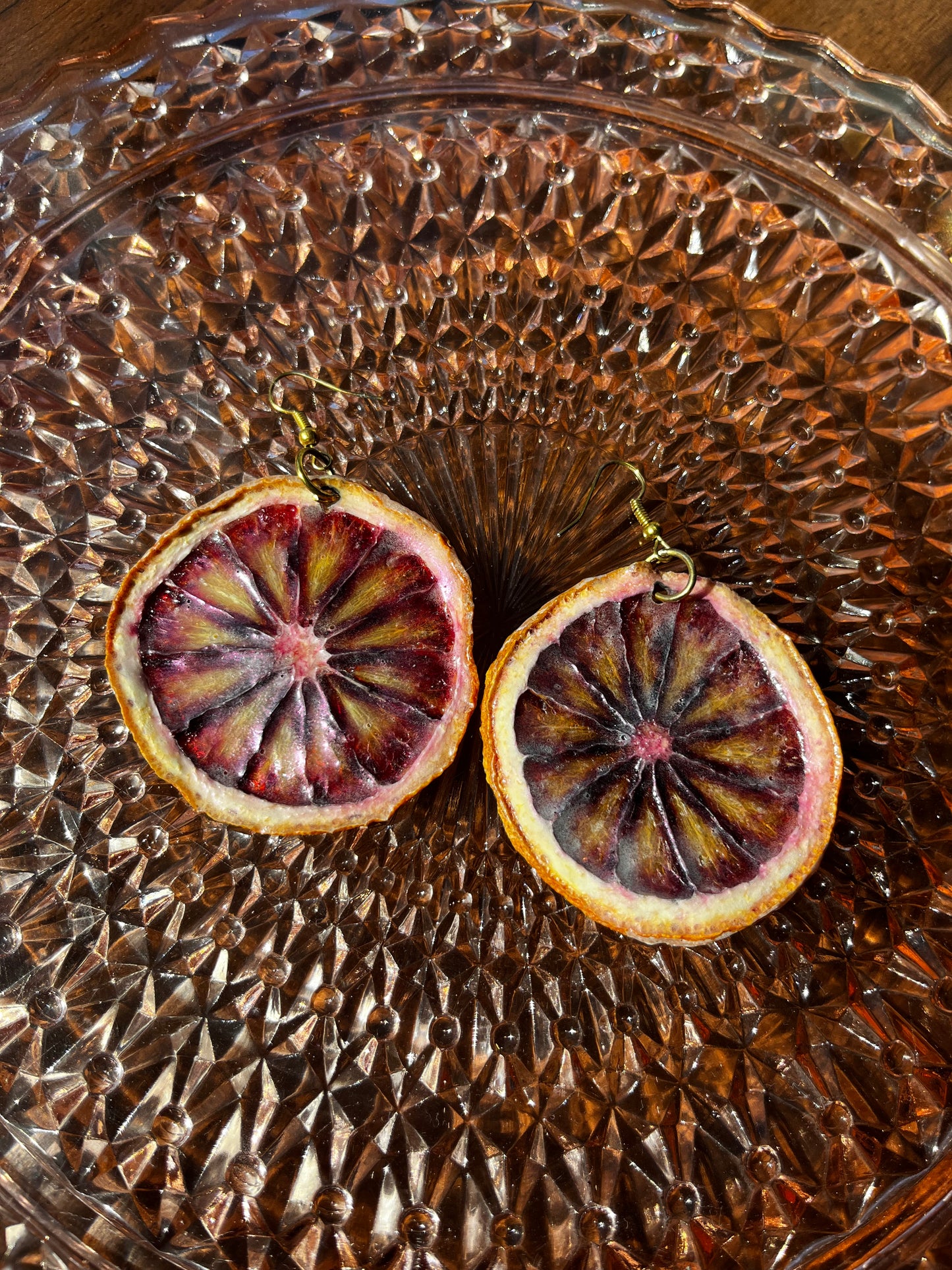 Real Blood Orange Slice Earrings