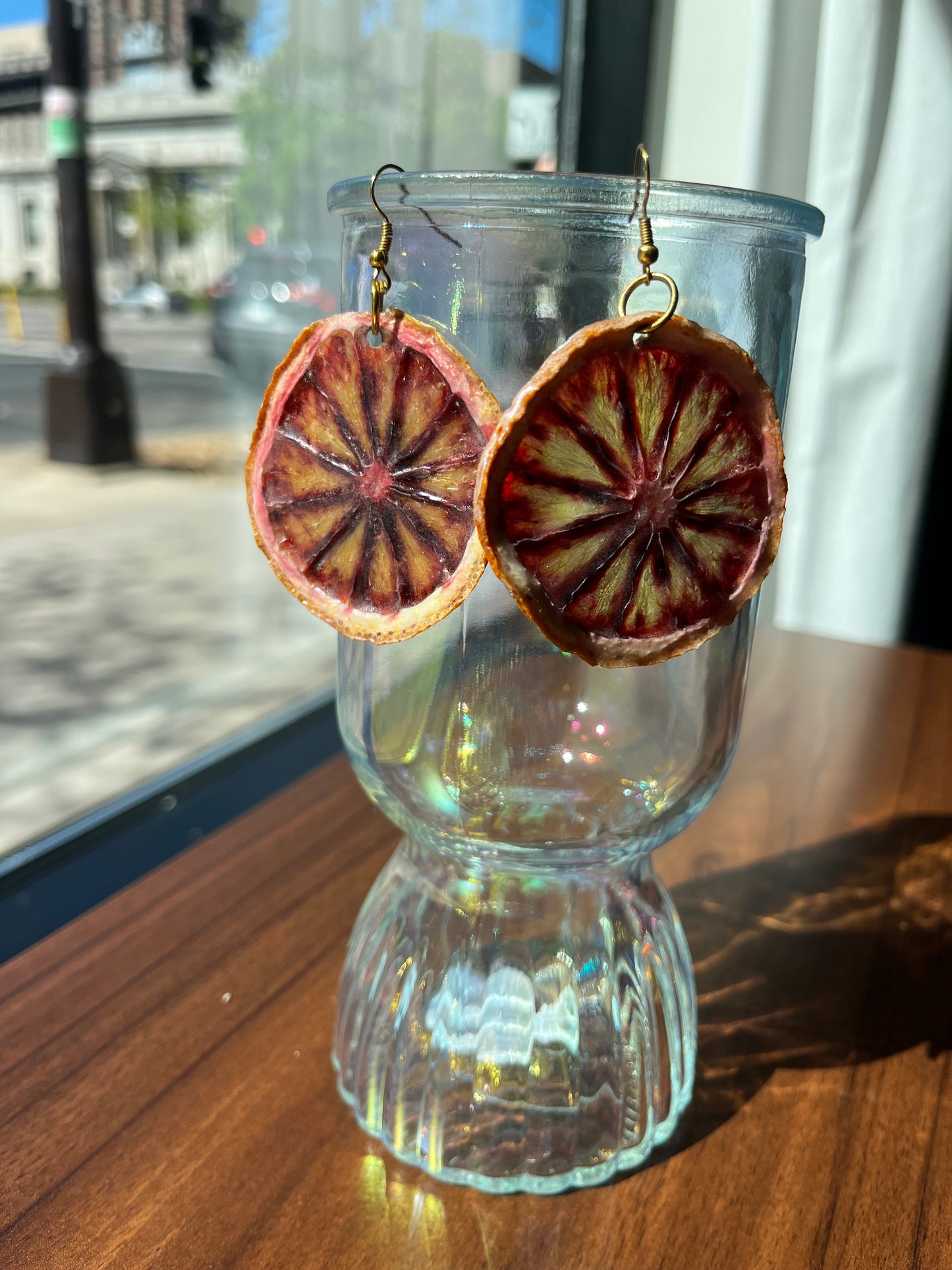 Real Blood Orange Slice Earrings