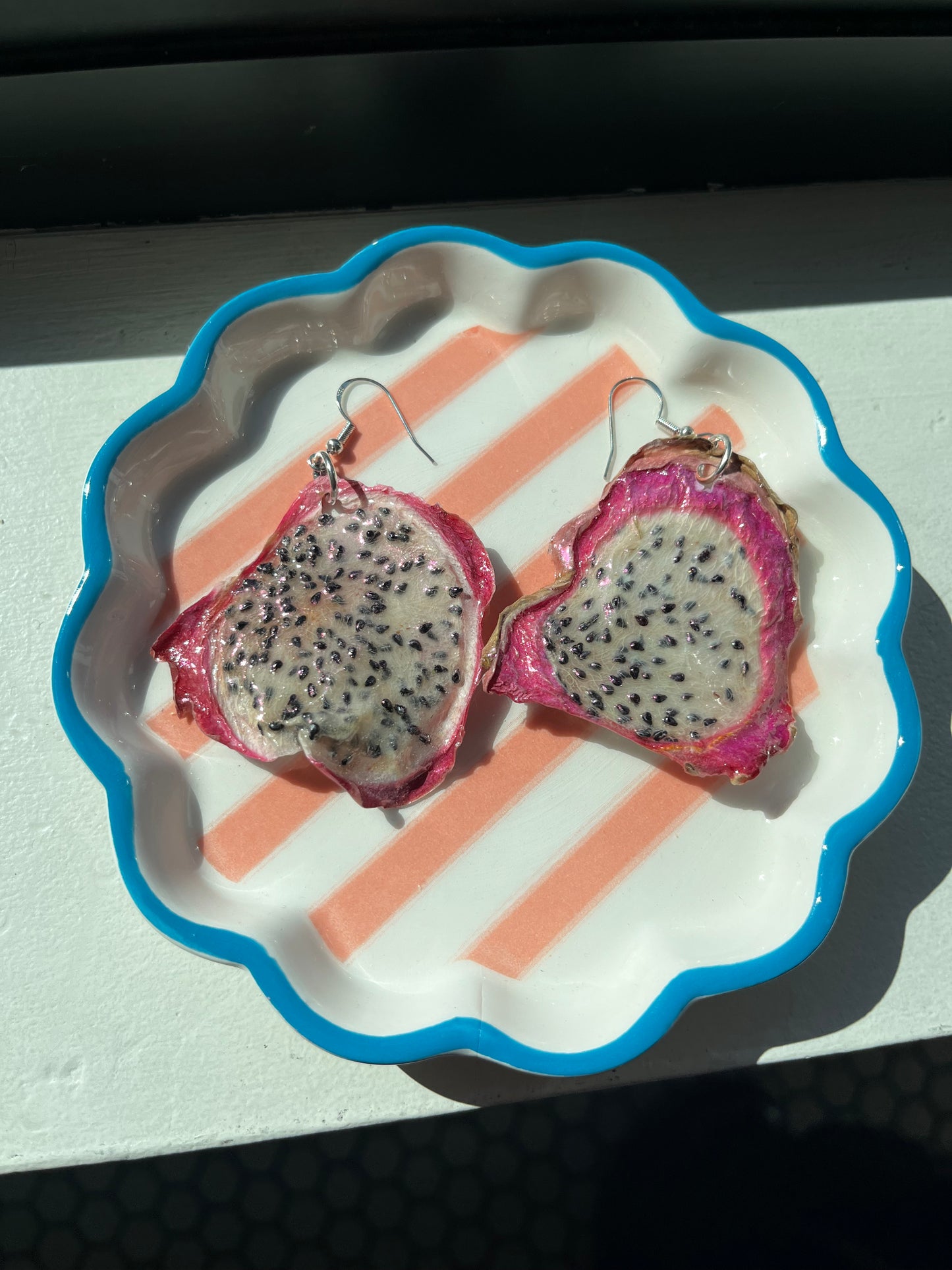 Real Pink Dragonfruit Earrings
