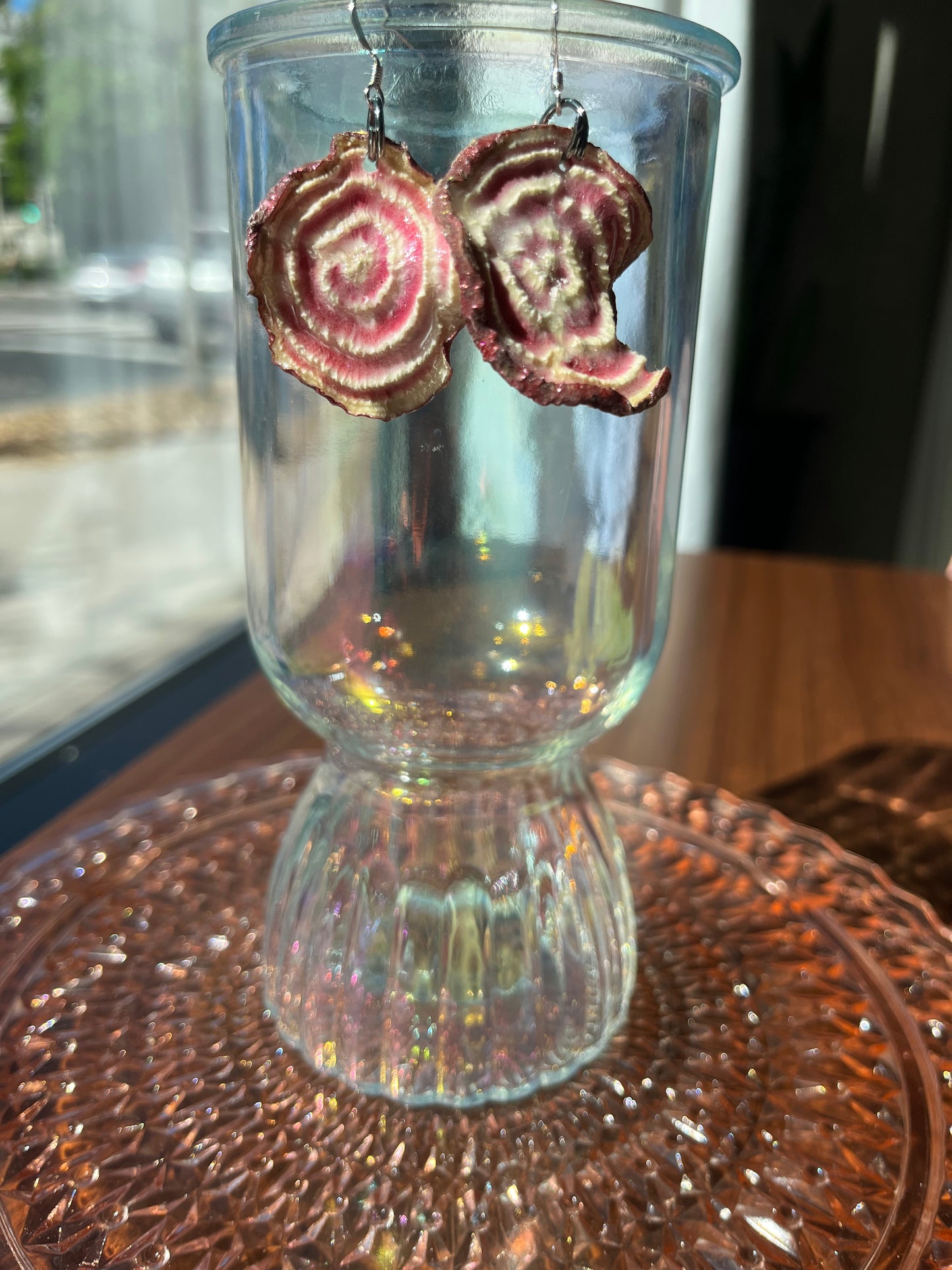 Real Chioggia Beet Earrings