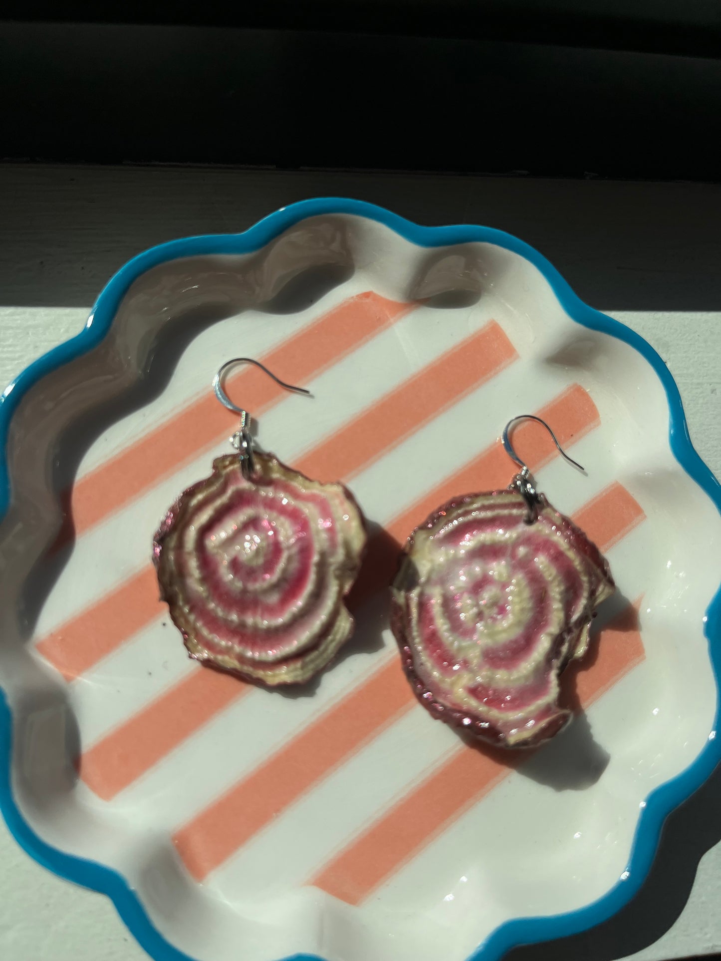 Real Chioggia Beet Earrings