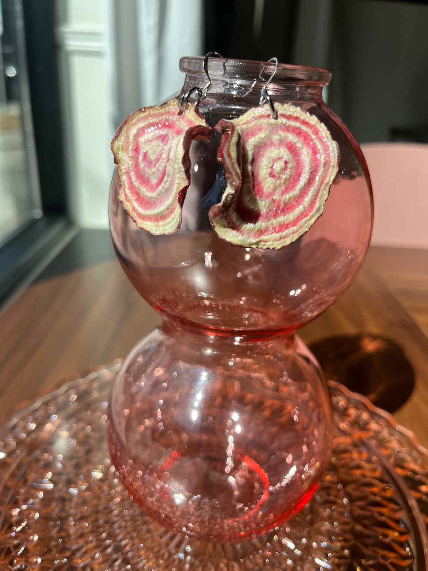 Real Chioggia Beet Earrings