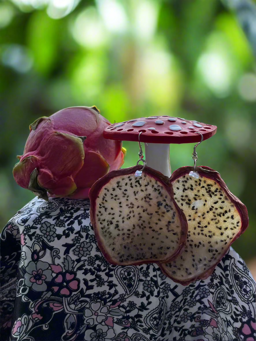 Real Pink Dragonfruit Earrings
