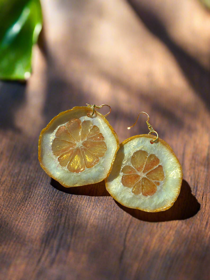 Real Lemon Slice Earrings