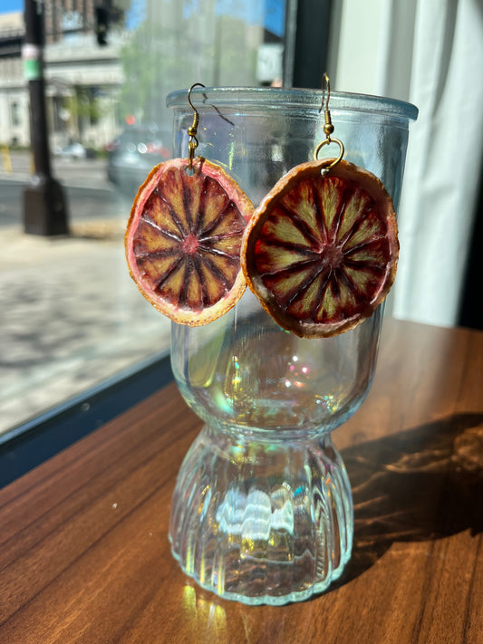 Real Blood Orange  Slice Earrings