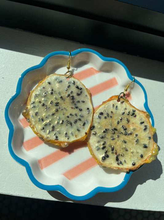 Real Yellow Dragonfruit Earrings