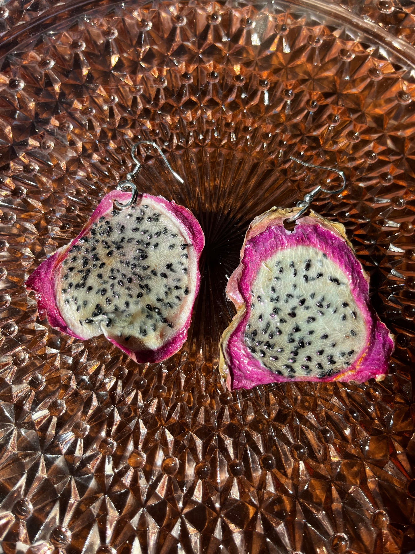 Real Pink Dragonfruit Earrings