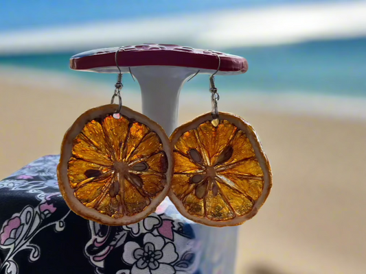 Real Lemon Slice Earrings